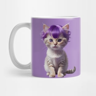 Funny purple wig cute kitty kitten fashion cat Mug